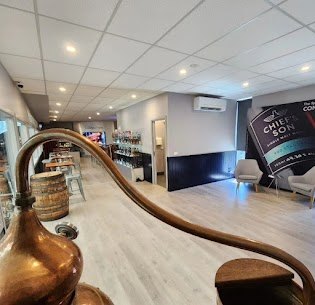 Hospitality tasting room with downlights and a split system