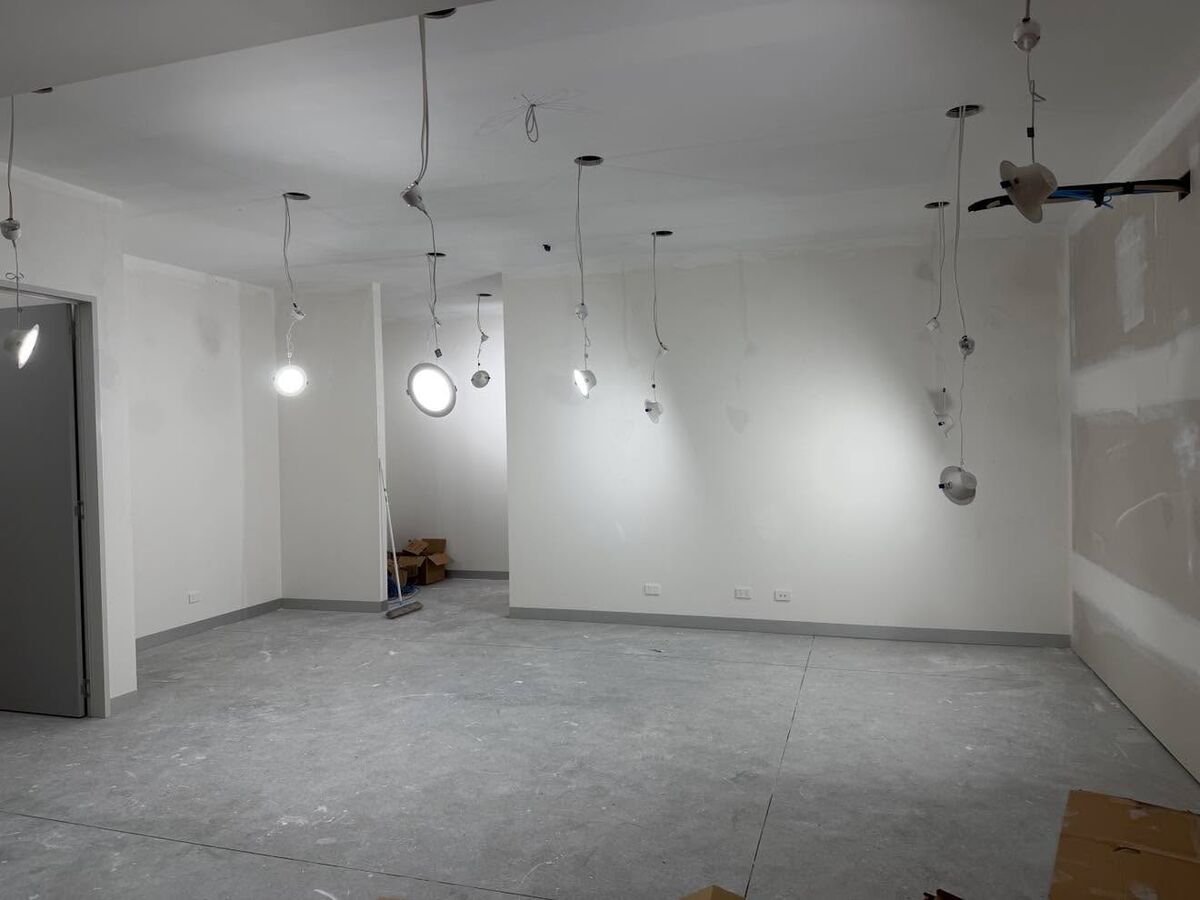 Pendant lights going in during a commercial tenancy fit-out